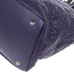 Pre Owned Christian Dior Purple Coated Canvas ‘Panarea’ Medium Tote