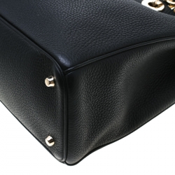 Pre Owned Dior Black Leather Large Diorissimo Shopper Tote