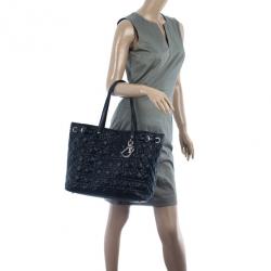 Pre Owned Dior Black Coated Canvas ‘Panarea’ Medium Tote