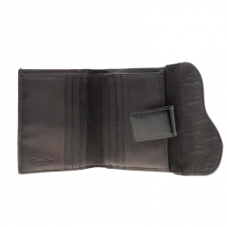 Pre Owned Dior Black Oblique Canvas Saddle Wallet