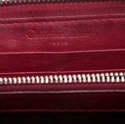 Pre Owned محفظة ديور ليدي ديور سحاب ملتف جلد لامعة مبطنة كاناج حمراء