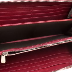 Pre Owned محفظة ديور ليدي ديور سحاب ملتف جلد لامعة مبطنة كاناج حمراء