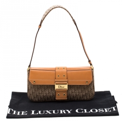 Pre Owned Dior Beige/Tan Oblique Canvas and Leather Street Chic Shoulder Bag