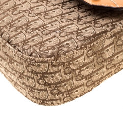 Pre Owned Dior Beige/Tan Oblique Canvas and Leather Street Chic Shoulder Bag