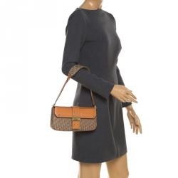 Pre Owned Dior Beige/Tan Oblique Canvas and Leather Street Chic Shoulder Bag