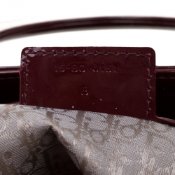 Pre Owned Dior Burgundy Patent Leather Large Lady Dior Tote