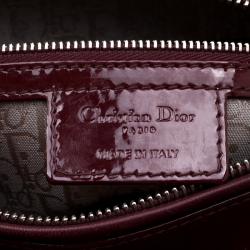 Pre Owned Dior Burgundy Patent Leather Large Lady Dior Tote