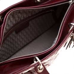Pre Owned Dior Burgundy Patent Leather Large Lady Dior Tote