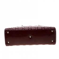 Pre Owned Dior Burgundy Patent Leather Large Lady Dior Tote