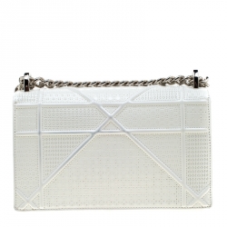 Pre Owned Dior White Patent Leather Small Diorama Shoulder Bag