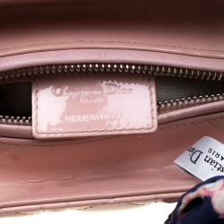 Pre Owned Dior Blush Pink Cannage Patent Leather Medium Lady Dior Top Handle Bag