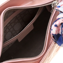 Pre Owned Dior Blush Pink Cannage Patent Leather Medium Lady Dior Top Handle Bag