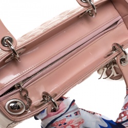 Pre Owned Dior Blush Pink Cannage Patent Leather Medium Lady Dior Top Handle Bag