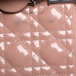 Pre Owned Dior Blush Pink Cannage Patent Leather Medium Lady Dior Top Handle Bag