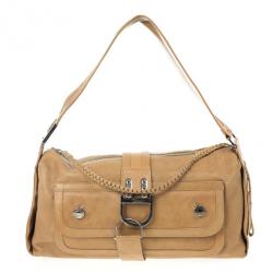 Pre Owned Dior Beige Leather Flight Large East/West Bag