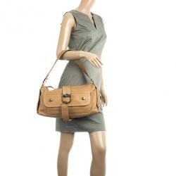 Pre Owned Dior Beige Leather Flight Large East/West Bag