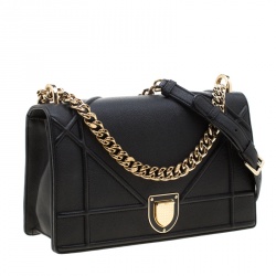 Dior Black Leather Medium Diorama Shoulder Bag