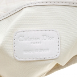 Pre Owned حقيبة كلتش ديور بانرا كانفاس مقوى كاناج بيضاء