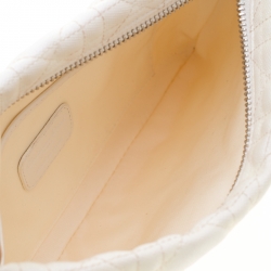 Pre Owned حقيبة كلتش ديور بانرا كانفاس مقوى كاناج بيضاء