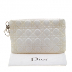 Pre Owned حقيبة كلتش ديور بانرا كانفاس مقوى كاناج بيضاء