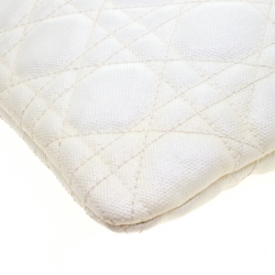 Pre Owned حقيبة كلتش ديور بانرا كانفاس مقوى كاناج بيضاء