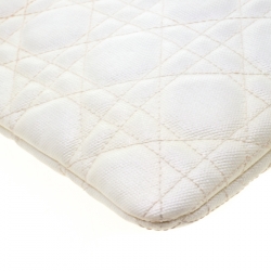 Pre Owned حقيبة كلتش ديور بانرا كانفاس مقوى كاناج بيضاء