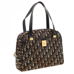 Pre Owned حقيبة ديور كانفاس أوبليك زرقاء/ سوداء