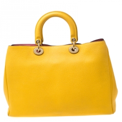 Pre Owned Dior Yellow Leather Large Diorissimo Shopper Tote