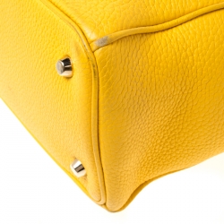 Pre Owned Dior Yellow Leather Large Diorissimo Shopper Tote