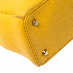 Pre Owned Dior Yellow Leather Large Diorissimo Shopper Tote