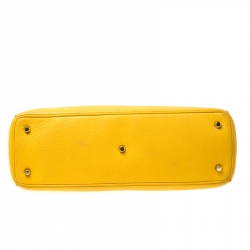 Pre Owned Dior Yellow Leather Large Diorissimo Shopper Tote
