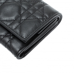 مملوكة مسبقًا محفظة ديور ليدي ديور ميني جلد كاناج سوداء