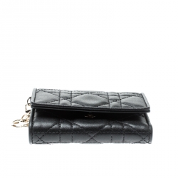 مملوكة مسبقًا محفظة ديور ليدي ديور ميني جلد كاناج سوداء