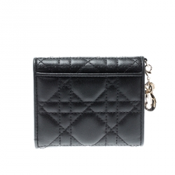 مملوكة مسبقًا محفظة ديور ليدي ديور ميني جلد كاناج سوداء