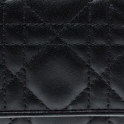 مملوكة مسبقًا محفظة ديور ليدي ديور ميني جلد كاناج سوداء