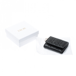 مملوكة مسبقًا محفظة ديور ليدي ديور ميني جلد كاناج سوداء