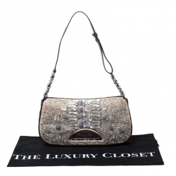 Pre Owned حقيبة كتف ديور إصدار محدود 256/880 ماليس زخرفة خرز وشعر عجل بنية/ بيج