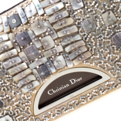 Pre Owned حقيبة كتف ديور إصدار محدود 256/880 ماليس زخرفة خرز وشعر عجل بنية/ بيج