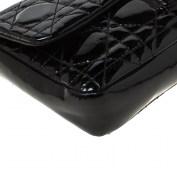 مملوكة مسبقًا Dior Black Patent Leather New Lock Chain Clutch Bag
