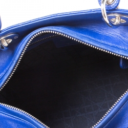 Pre Owned Dior Blue Leather Medium Lady Dior Tote
