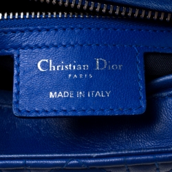 Pre Owned Dior Blue Leather Medium Lady Dior Tote