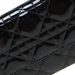 مملوكة مسبقًا Dior Black Cannage Patent Leather Wallet on Chain