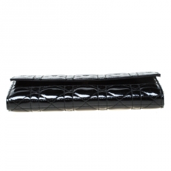 مملوكة مسبقًا Dior Black Cannage Patent Leather Wallet on Chain
