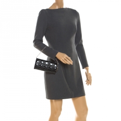 مملوكة مسبقًا Dior Black Cannage Patent Leather Wallet on Chain