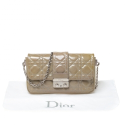 Pre Owned Dior Beige Cannage Patent Leather Miss Dior Promenade Pouch Bag