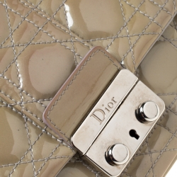Pre Owned Dior Beige Cannage Patent Leather Miss Dior Promenade Pouch Bag