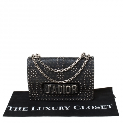 Pre Owned Dior Black Leather Studded J’adior Flap Shoulder Bag                