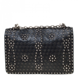 Pre Owned Dior Black Leather Studded J’adior Flap Shoulder Bag                
