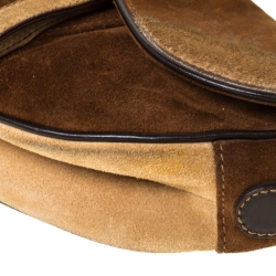 Pre Owned Dior Brown Fur and Nubuck Leather Limited Edition Saddle Bag
