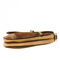 Pre Owned Dior Brown Fur and Nubuck Leather Limited Edition Saddle Bag